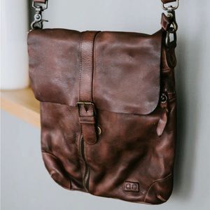 Bedstu distressed brown leather Jack rustic crossbody front pocket purse
